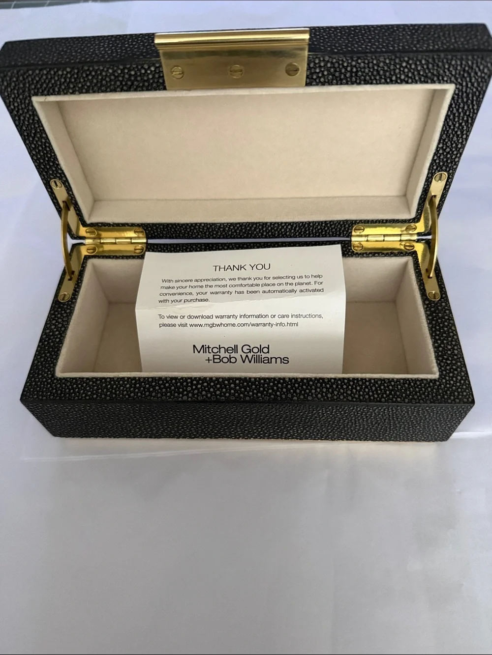 Mitchell Gold & Bob Williams Black Shagreen Jewelry/Watch Box